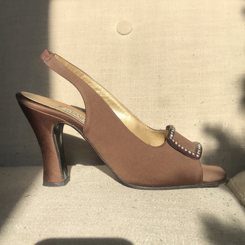 90s Gianni Versace Brown Satin Pumps